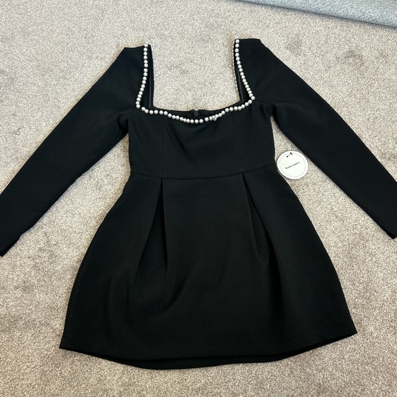 Odd Muse Black Dress with Pearl Details - Picture 1 of 4